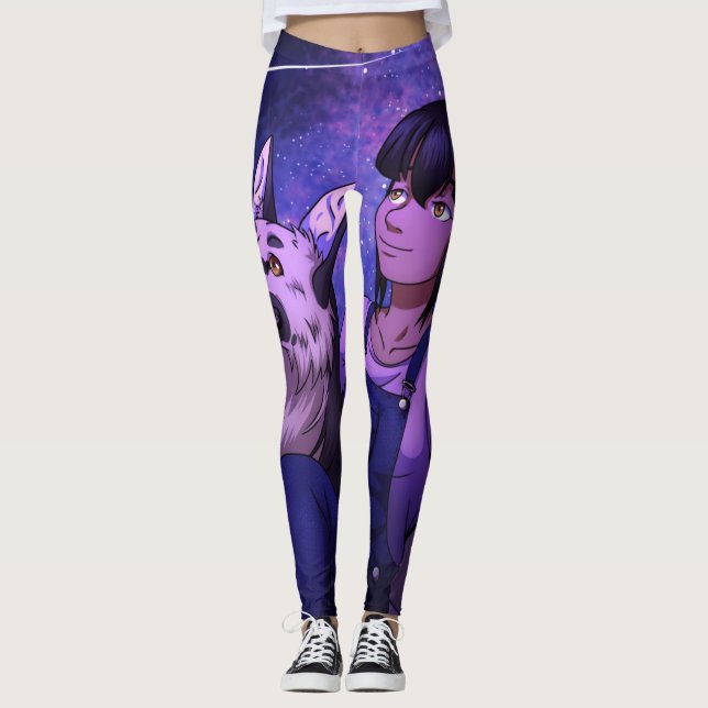 Stargazing with a Dog Leggings (Front)