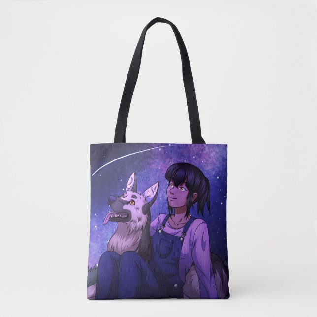 Stargazing with a Dog Tote Bag (Front)