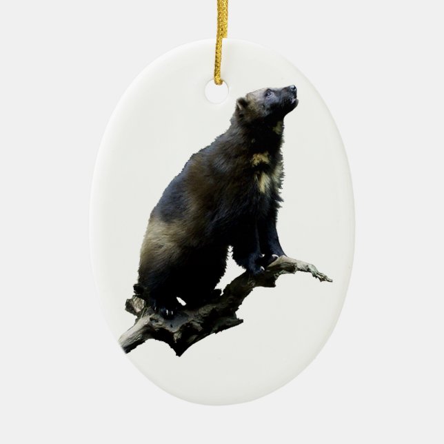 Stargazing Wolverine Ceramic Ornament (Front)