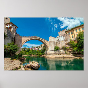 Stari Most Bridge Countryside Bridge Bosnia Landsc Poster