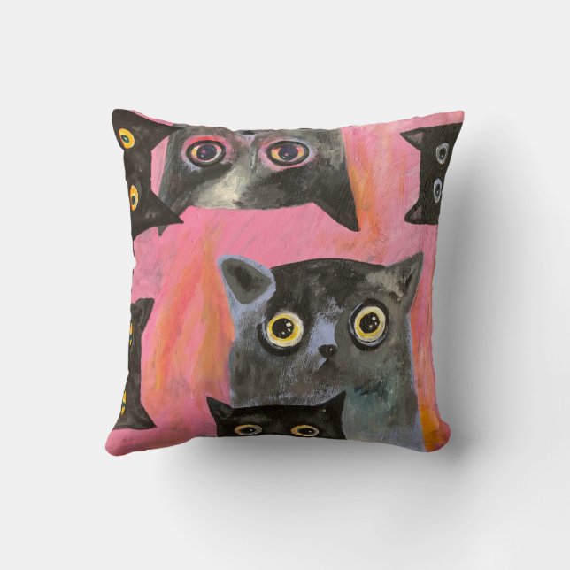 staring cats throw pillow (Back)