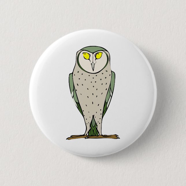 Staring Owl 2 Inch Round Button (Front)