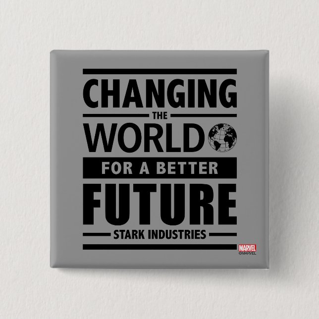 Stark Industries Changing The World 2 Inch Square Button (Front)