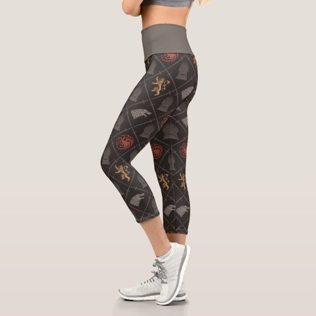 Stark, Lannister, Targaryen, Iron Throne Pattern Capri Leggings (Left)