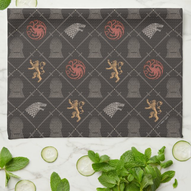 Stark, Lannister, Targaryen, Iron Throne Pattern Kitchen Towel (Folded)