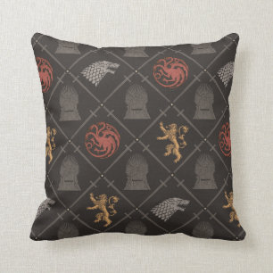 Stark, Lannister, Targaryen, Iron Throne Pattern Throw Pillow