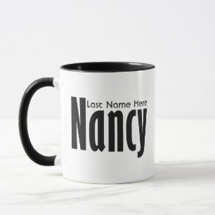 Stark Personalized "Nancy" Name in Black and White Mug