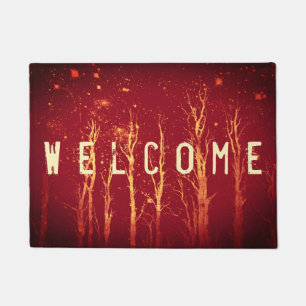 Stark Trees Nature Artsy Red Door Mat