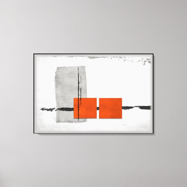 Stark Windows Minimalist Modern Orange and Grey Canvas Print (Front)