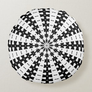 Starlight Beam With Dovetail Pattern White On Blac Round Pillow