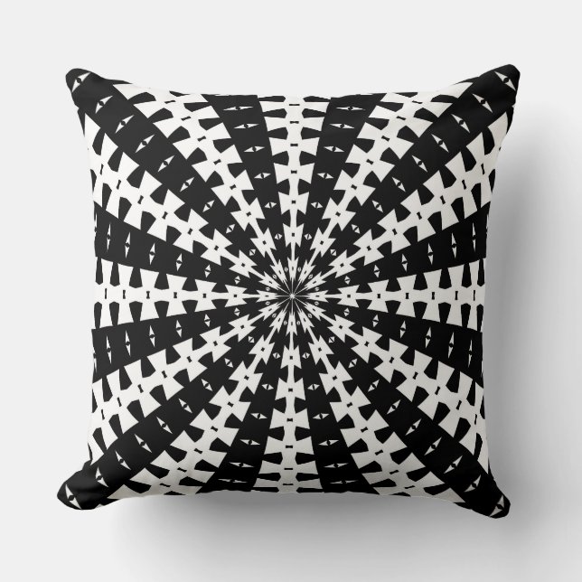 Starlight Beam With Dovetail Pattern White On Blac Throw Pillow (Front)