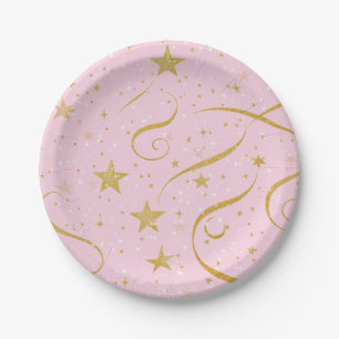 Starlight Blush – Pink & Gold Star Paper Plate
