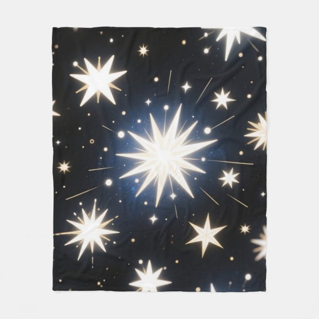 Starlight Bursts ,Radiant Cosmic Pattern Fleece Blanket (Front)