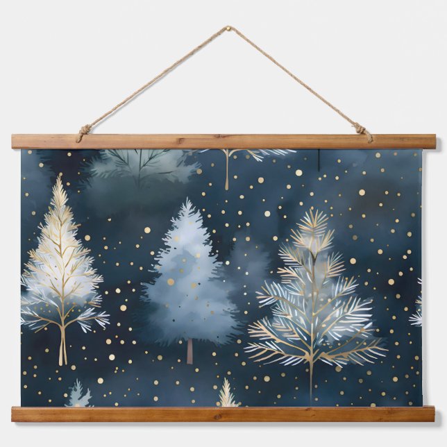 Starlight Evergreen Dreams Botanical Hanging Tapestry (Front)