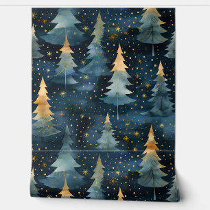 Starlight Evergreen Dreams Botanical Wallpaper