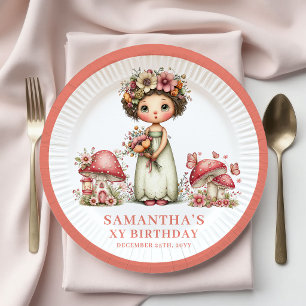 Starlight Fairy 8th Birthday Blush Floral Paper  Plate