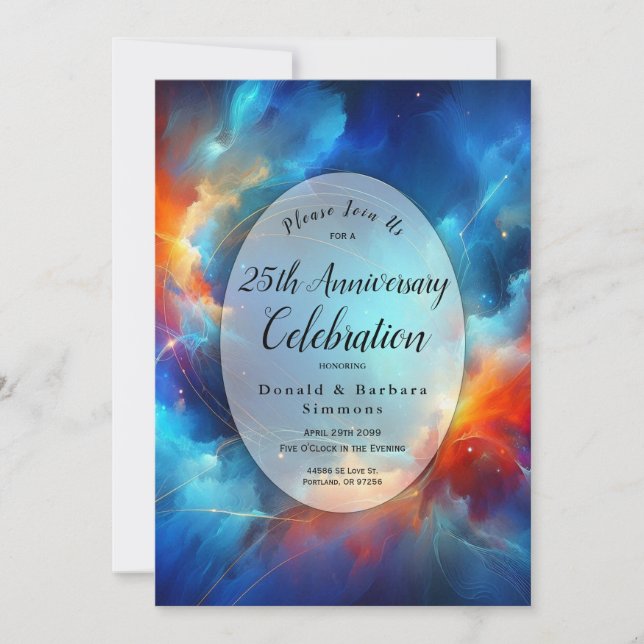 Starlight Fusion of Fire and Ice Anniversary Invitation (Front)