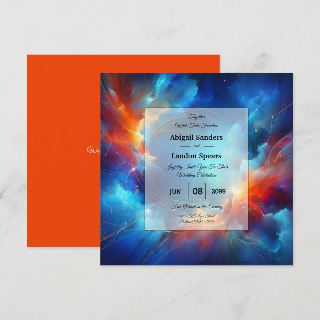 Starlight Fusion of Fire and Ice Wedding Invitation (Front/Back)