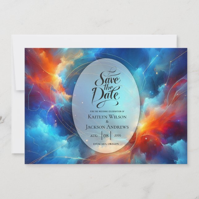 Starlight Fusion of Fire and Ice Wedding Save The Date (Front)