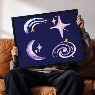 Starlight & Galaxy Whimsical Celestial Canvas Wall Print