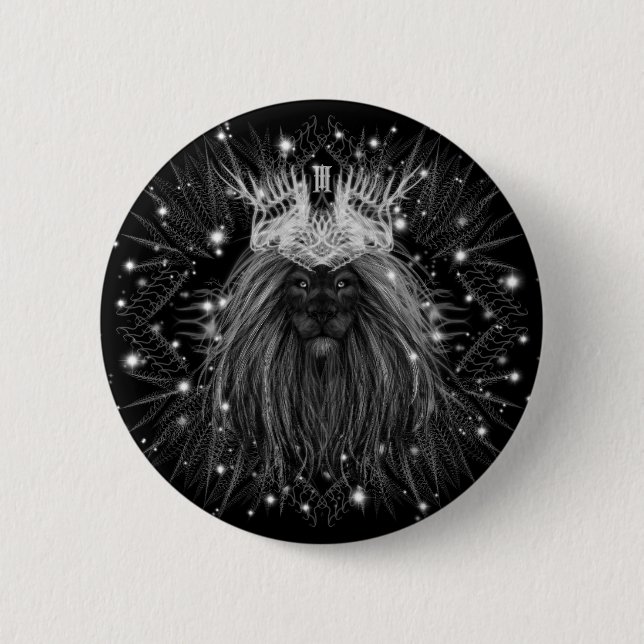 Starlight Lion with Crown Monogram 2 Inch Round Button (Front)