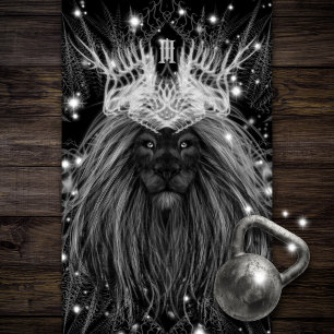 Starlight Lion with Crown Monogram Black Yoga Mat
