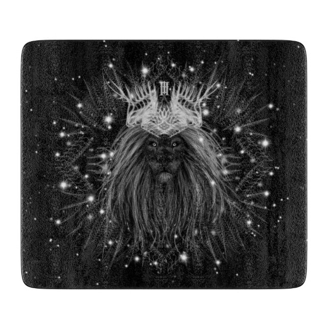 Starlight Lion with Crown Monogram Cutting Board (Front)