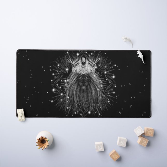 Starlight Lion with Crown Monogram Desk Mat (Kids Table)