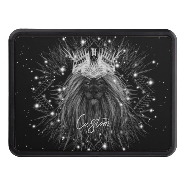 Starlight Lion with Crown Monogram Trailer Hitch Cover (Front)