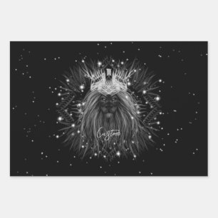 Starlight Lion with Crown Monogram Wrapping Paper Sheet