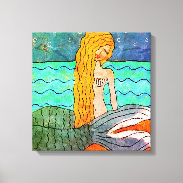 Starlight Mermaid Abstract Art Canvas Print (Front)