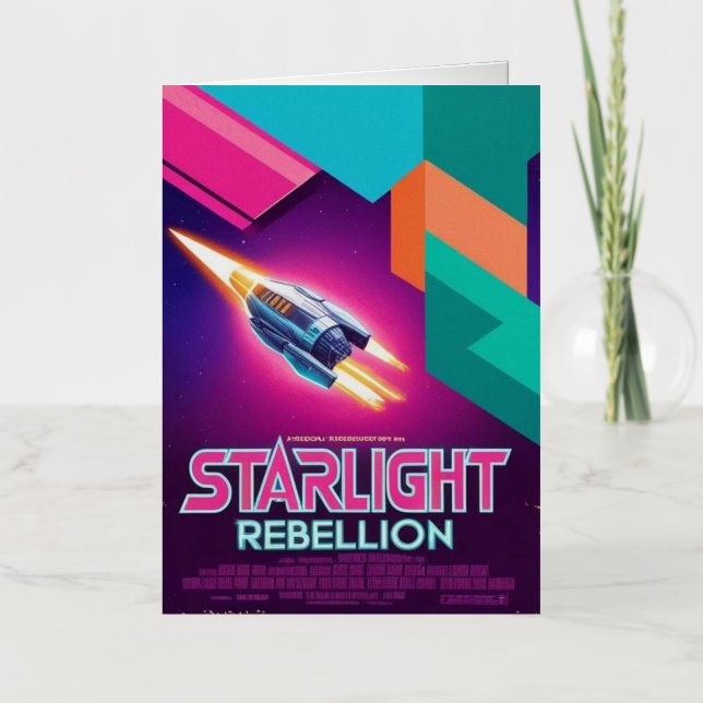 Starlight Rebellion Retro Pop Culture Notebook 80s Foil Greeting Card (Front)