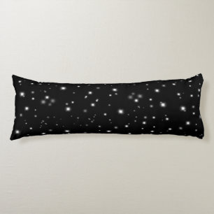 Starlight Sparkles Black and White Stars Body Pillow