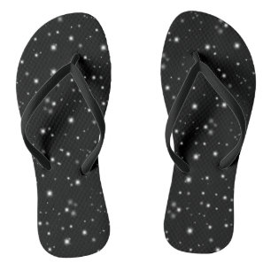 Starlight Sparkles Black and White Stars Flip Flops