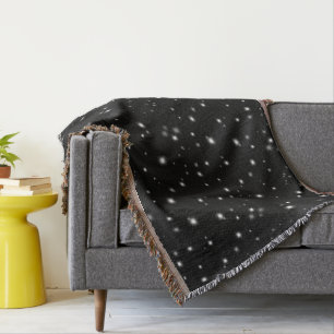 Starlight Sparkles Black and White Stars Throw Blanket