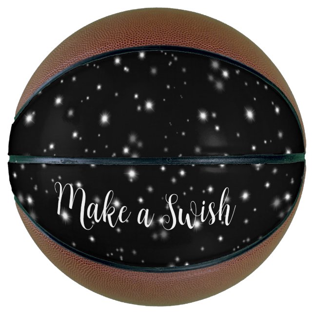 Starlight Sparkles Black and White Stars Wish Pun  Basketball (Front)