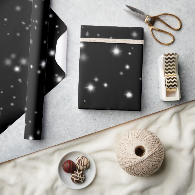 Starlight Sparkles Black and White Stars Wrapping Paper (Crafts)