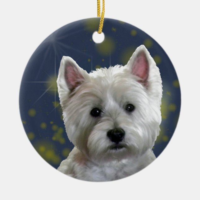 STARLIGHT WESTIE CERAMIC ORNAMENT (Front)