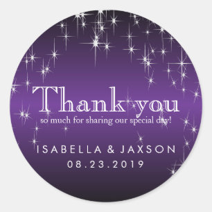 Starlights in Metallic Purple Classic Round Sticker