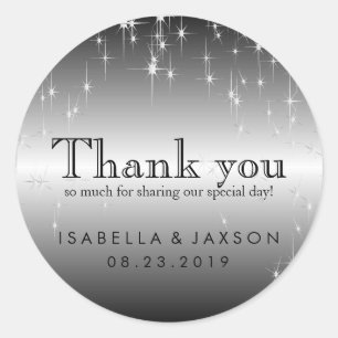 Starlights in Metallic Silver Classic Round Sticker