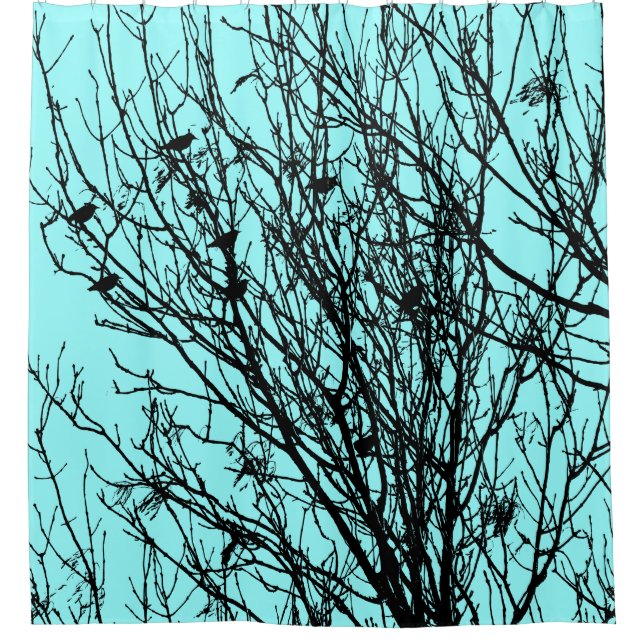 Starlings in a Tree - High Contrast - Ice Blue (Front)