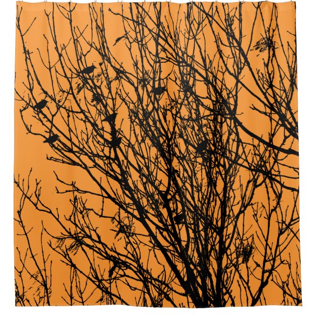 Starlings in a Tree - High Contrast - Light Orange (Front)