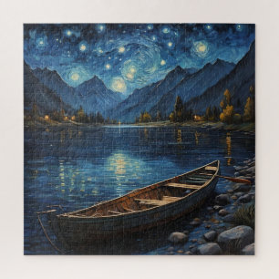 "Starlit Drift: Fishing Under the Cosmos Jigsaw Puzzle