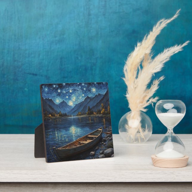"Starlit Drift: Fishing Under the Cosmos Plaque (Insitu)