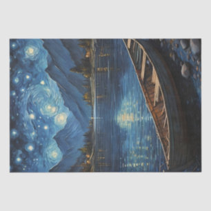 "Starlit Drift: Fishing Under the Cosmos Tissue Paper