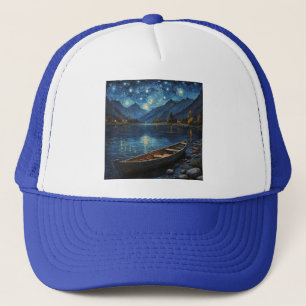 "Starlit Drift: Fishing Under the Cosmos Trucker Hat