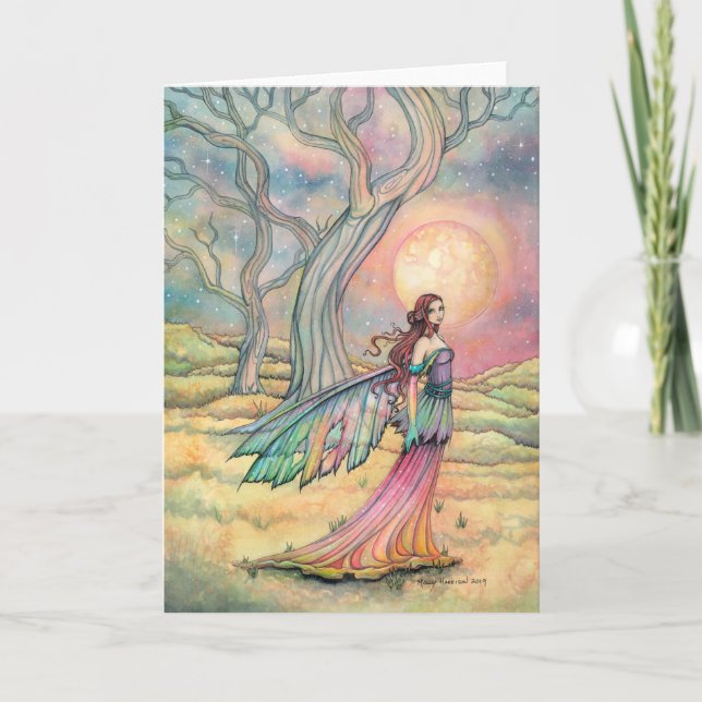 Starlit Dusk Fairy Card Watercolor Illustration (Front)