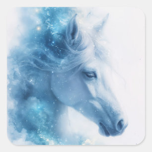 Starlit Elegance of a White Horse Square Sticker