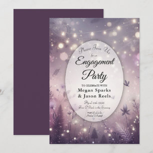 Starlit Enchantment in Bloom Engagement Party Invitation