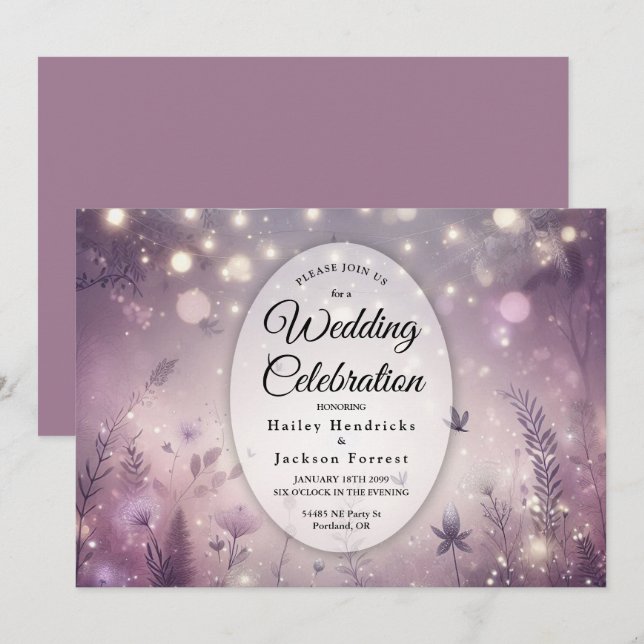 Starlit Enchantment in Bloom Wedding Invitation (Front/Back)